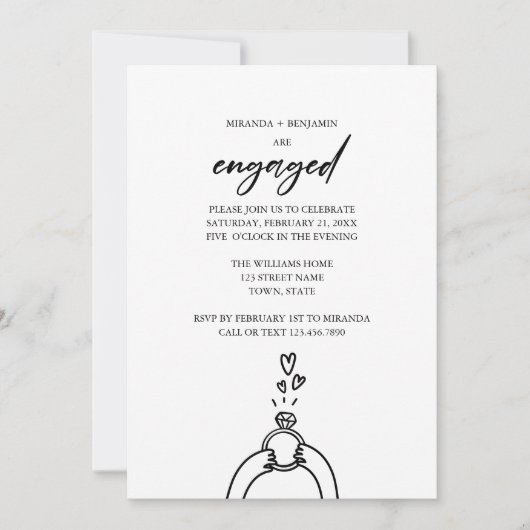 カワイトウェア婚約したフォト婚約パーティ 招待状 (正面)