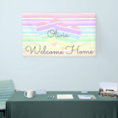 カワイトウェルカムホームレインボーストライプラブハート 横断幕 (トレードショー)