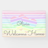 カワイトウェルカムホームレインボーストライプラブハート 横断幕 (横)