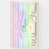 カワイトウェルカムホームレインボーストライプラブハート 横断幕 (縦)