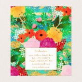 カワイトウォーターカラーレッド&イエローフローラビスケーグリーン 名刺 (内部フラット)