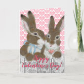 カワイトウサギバレンタインピンクハートロマンチック シーズンカード (正面)