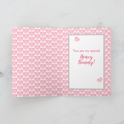 カワイトウサギバレンタインピンクハートロマンチック シーズンカード (内部)