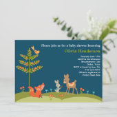 カワイトウッドランド動物ベビーシャワー招待状 招待状 (スタンド正面)