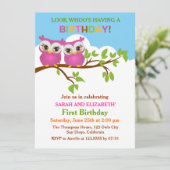 カワイトオウルズオンブランチツインズバースデーパーティー招待状 招待状 (スタンド正面)