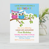 カワイトオウルズオンブランチツインズバースデーパーティー招待状 招待状 (スタンド正面)