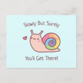 カワイトカタツムリゆっくりだが確実な勇気付けられる引用文 ポストカード (正面)