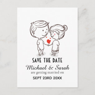カワイトカップルスケッチセーブザ結婚デート ポストカード