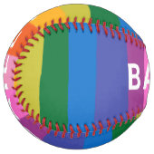 カワイトカラフルおもしろいレイストライプンボーパーソナライズされた ソフトボール (正面左)