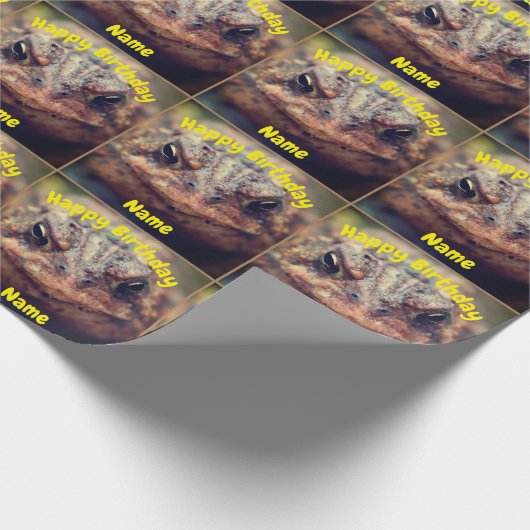 カワイトガエル顔誕生日 パーソナライズされた ラッピングペーパー (角)