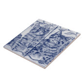 カワイトキッツンブルーホワイトヴィンテージペット猫コテージ タイル (側面)