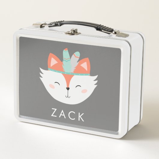 カワイトキツネウッドランドボホフォレストクリッターズ矢印 メタルランチボックス (正面)