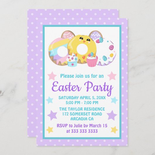 カワイトクッキー&ケーキイースターパーティー 招待状 (正面/裏面)