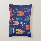 カワイトクリスマスハウスフラットヴィンテージイラストレーション アクセントクッション (裏面(縦))