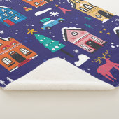 カワイトクリスマスハウスフラットヴィンテージイラストレーション シェルパブランケット (3/4)