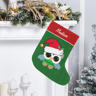 カワイトクリスマスフクロウカスタム ラージクリスマスストッキング