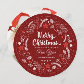 カワイトクリスマスフローラリースホリデーラウンド写真 シーズンカード (正面/裏面)