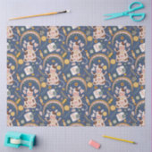 カワイトクリスマスヨガお洒落牛のパターンブルー 薄葉紙 (クラフト)