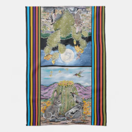 カワイトグッドデイナイトサウスウエスト動物砂漠サボテン キッチンタオル