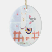 カワイトグレーとピンクのアルパカクリスマス装飾 セラミックオーナメント (右)