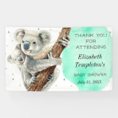 カワイトコアラベアイツアボーイティール（緑がかった色）ブルーベイビーシャワー 横断幕 (横)