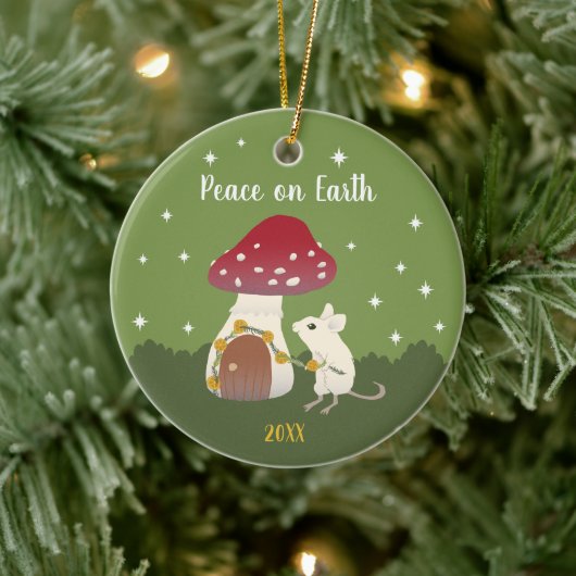 カワイトコッタコアマウスレッドキノコトドスツールホーム セラミックオーナメント (ツリー)