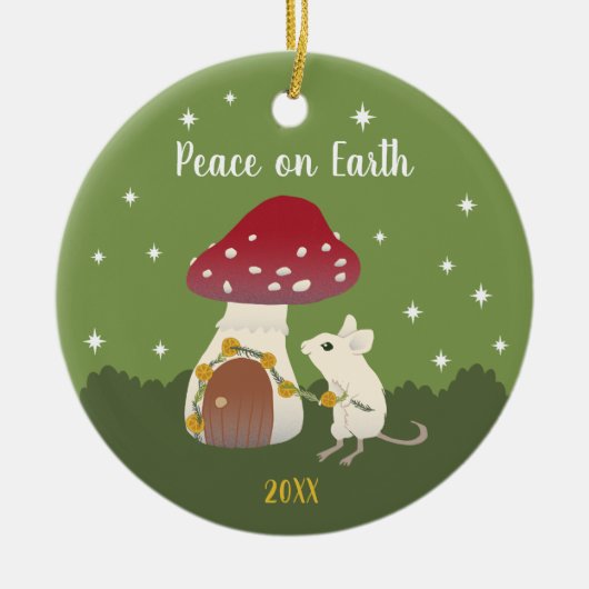 カワイトコッタコアマウスレッドキノコトドスツールホーム セラミックオーナメント (正面)