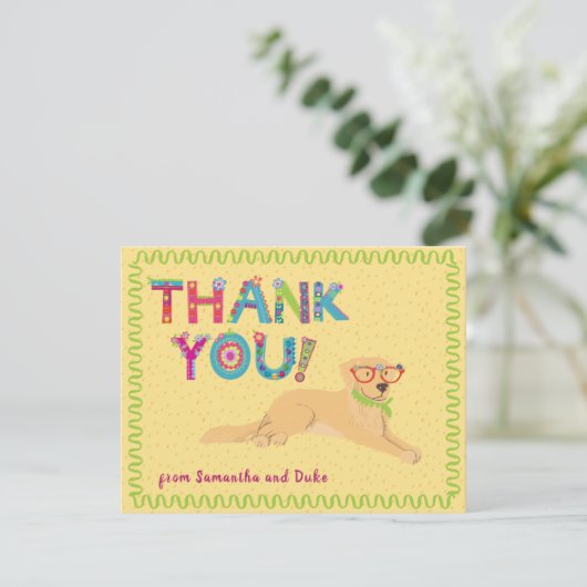 カワイトゴールデンリトリーバーおもしろいフローラレター    サンキューカード (スタンド正面)