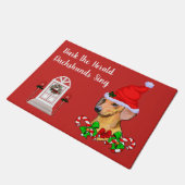 カワイトサンタダックスフントクリスマス ドアマット (アングル)