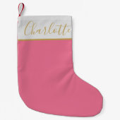 カワイトシックタイポグラフィ名Bright Pink スモールクリスマスストッキング (正面)