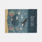 カワイトシー&ナイトお洒落海オルカキッズ フリースブランケット (正面(横))