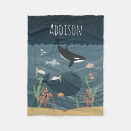 カワイトシー&ナイトお洒落海オルカキッズ フリースブランケット