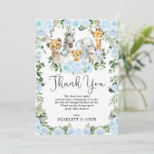 カワイトジャングル野生動物ブルーフローラ男の赤ちゃん サンキューカード (スタンド正面)