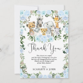 カワイトジャングル野生動物ブルーフローラ男の赤ちゃん サンキューカード