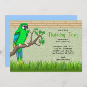 カワイトスイートグリーンバードジャングル誕生日 招待状 (正面/裏面)