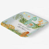 カワイトスクエア恐竜の葉3歳誕生日パーティー ペーパープレート (傾斜あり)