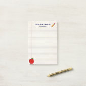 カワイトスクール先生ネームアップル鉛筆裏地 ポストイット (デスク上)