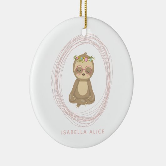 カワイトスロスピンク禅ヨガロータスアートパーソナライズされた セラミックオーナメント (右)