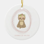 カワイトスロスピンク禅ヨガロータスアートパーソナライズされた セラミックオーナメント (正面)