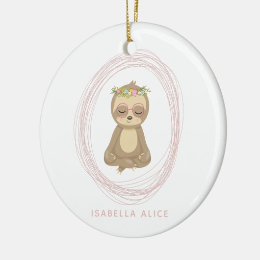 カワイトスロスピンク禅ヨガロータスアートパーソナライズされた セラミックオーナメント (左)