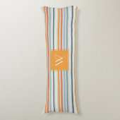 カワイトダスキーオレンジブルーオチストライプのレ模様 ボディピロー (正面縦)