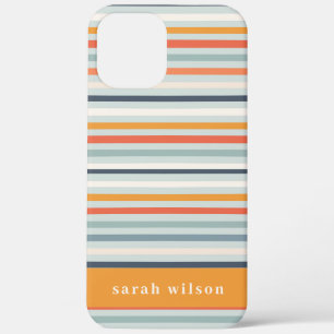 カワイトダスキーオレンジブルーオチストライプのレ模様 iPhone 12 PRO MAX ケース