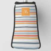 カワイトダスキーオレンジブルーストライプのパターンモノグラム ゴルフヘッドカバー (回転90)