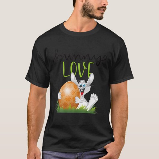 カワイトデザインウサギ好きイースターデイエッグチョー Tシャツ (正面)