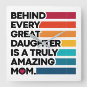 カワイトデザイン表現文字 – 母の日 スクエア壁時計 (正面)