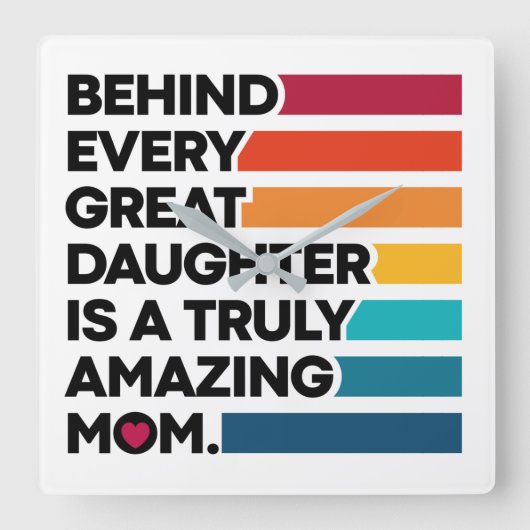 カワイトデザイン表現文字 – 母の日 スクエア壁時計 (正面)