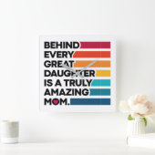 カワイトデザイン表現文字 – 母の日 スクエア壁時計 (ホーム)