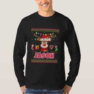 カワイトトナカイジャソンメリークリスマスライトサンタ Tシャツ