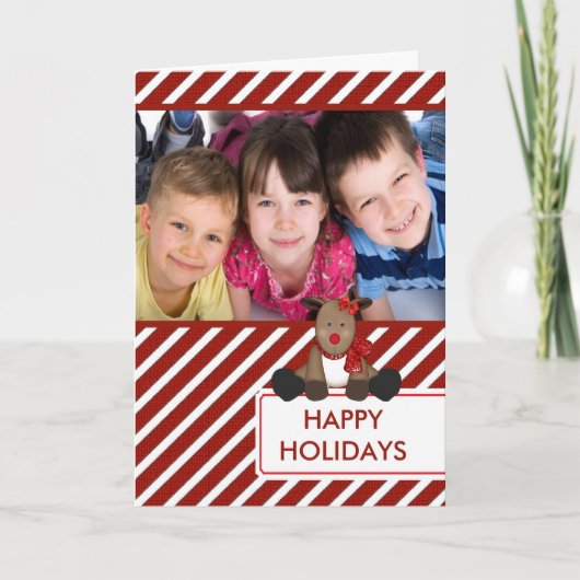 カワイトトナカイメリークリスマスファミリーフォトカード シーズンカード (正面)