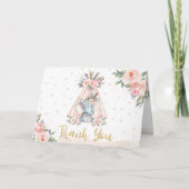カワイトトライバルエレファント誕生日ベビーシャワーが折り畳まれる サンキューカード (正面)